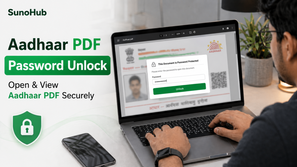 Learn how to open Aadhaar PDF password easily using your name and birth year. Simple Aadhaar PDF password guide for mobile and desktop users.